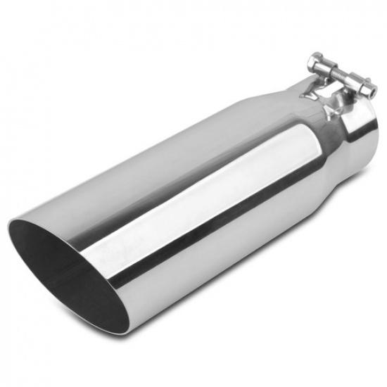 2.75  Inlet 3.5  Outlet 12  Long Stainless Steel Angle-Cut Exhaust Tip Polished 1pcs