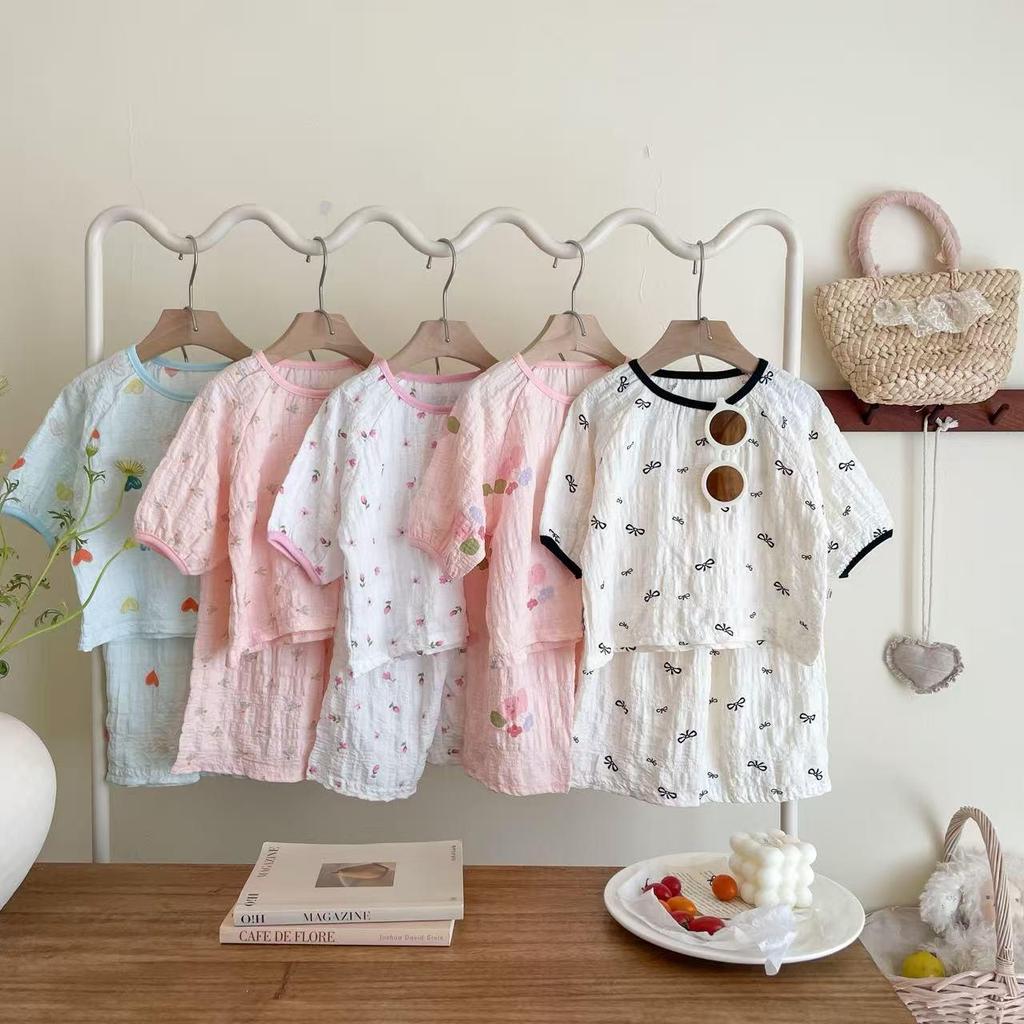 Summer Thin Children's Pajama Set - Cute Princess Style Homewear for Baby Girls, Short Sleeve & Shorts