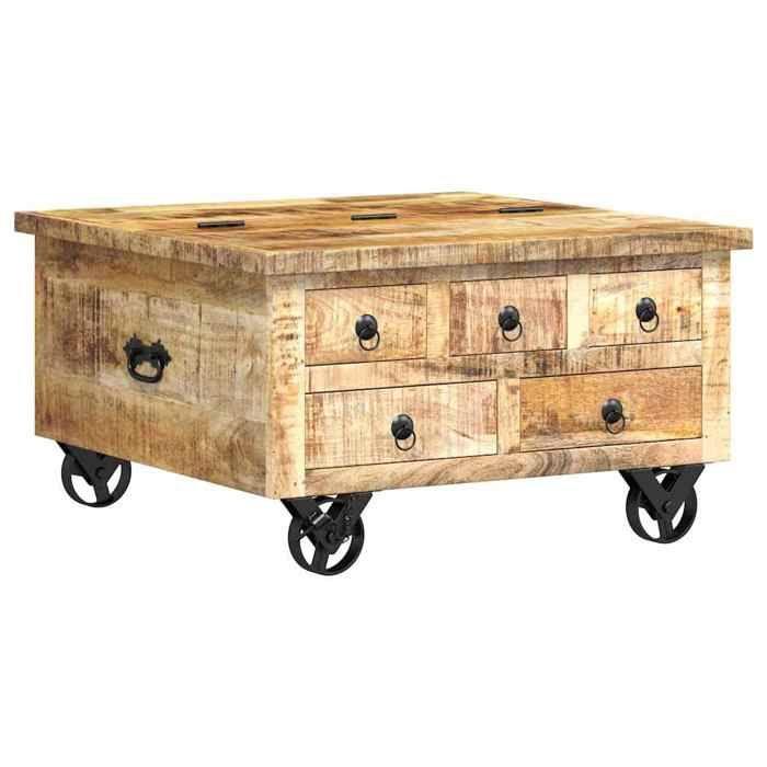 VidaXL Coffee Table Raw Mango Wood 70 X 70 X 40 Cm