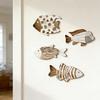 4Pcs Vintage Beach Wall Decor Nautical Coastal Wooden Fish Wall Art Ocean Style Fish Sculpture Lake House Hanging Decoration for Bathroom Bedroom