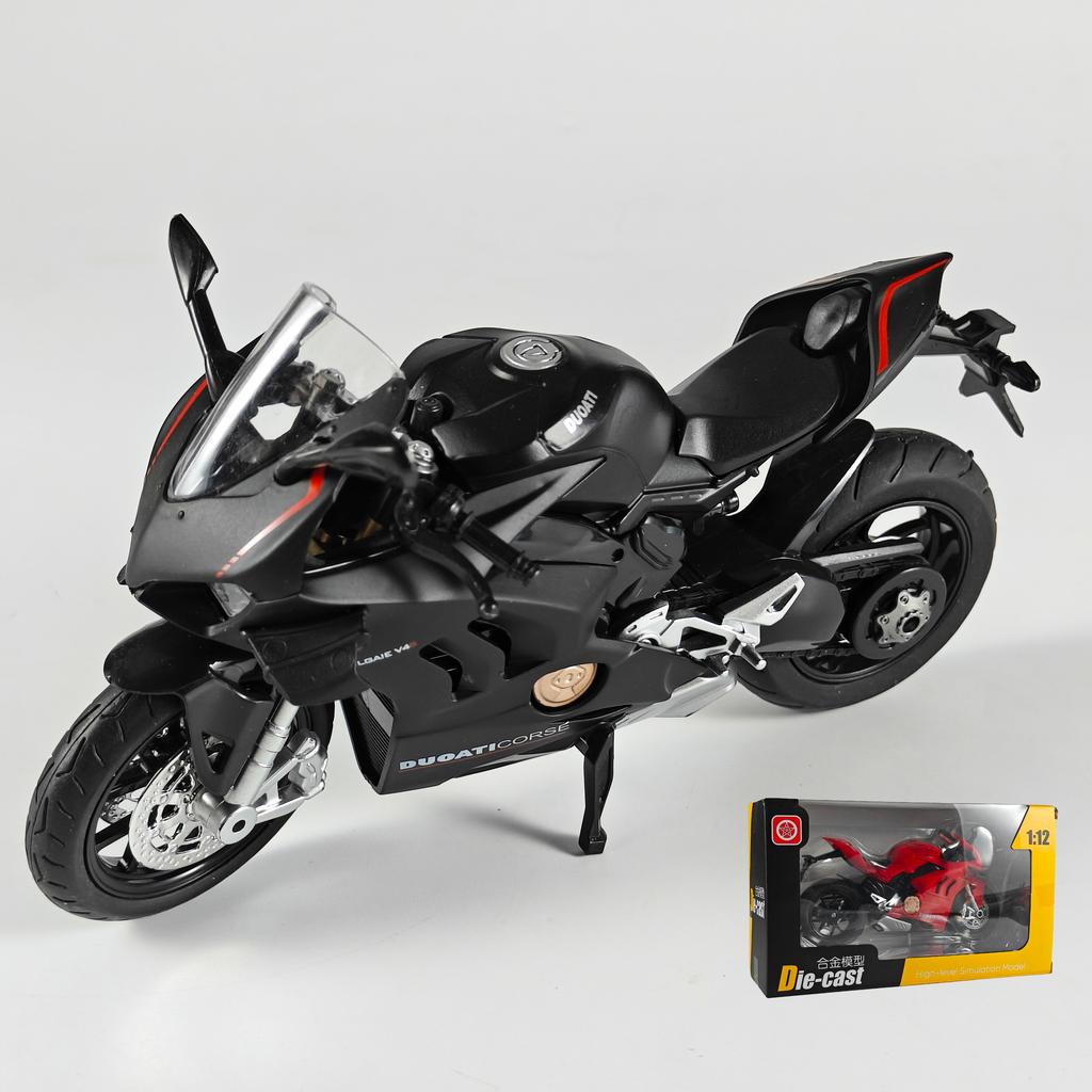 Simulazione 1:12 Ducati V4S Modello Moto Diecast Suono e Luce Giocattolo per Bambini Regalo per Bambini Collezionare Modello Ornamento Display alla Moda