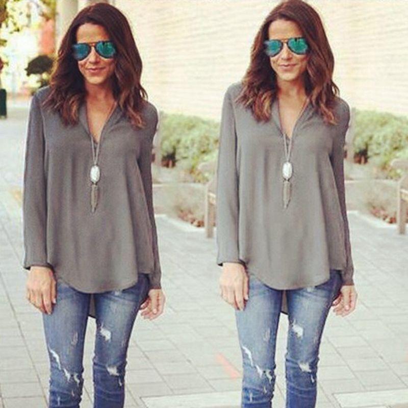 Womens Summer Cotton Linen Loose Fit Vneck Tops For Casual Wear