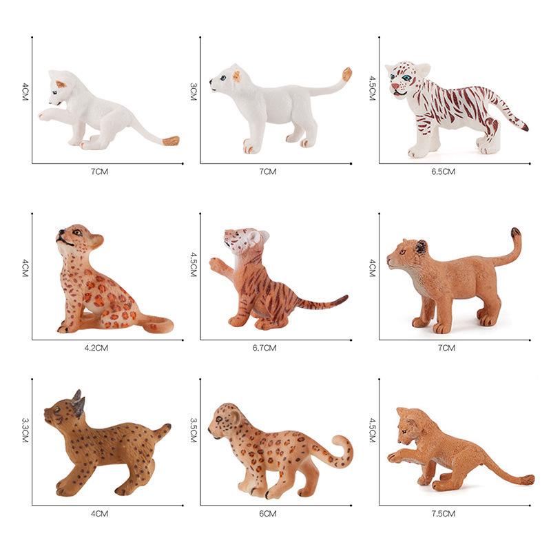 Hand-Painted Wild Animal Figures: Lion, Tiger Cub, Lynx, Leopard