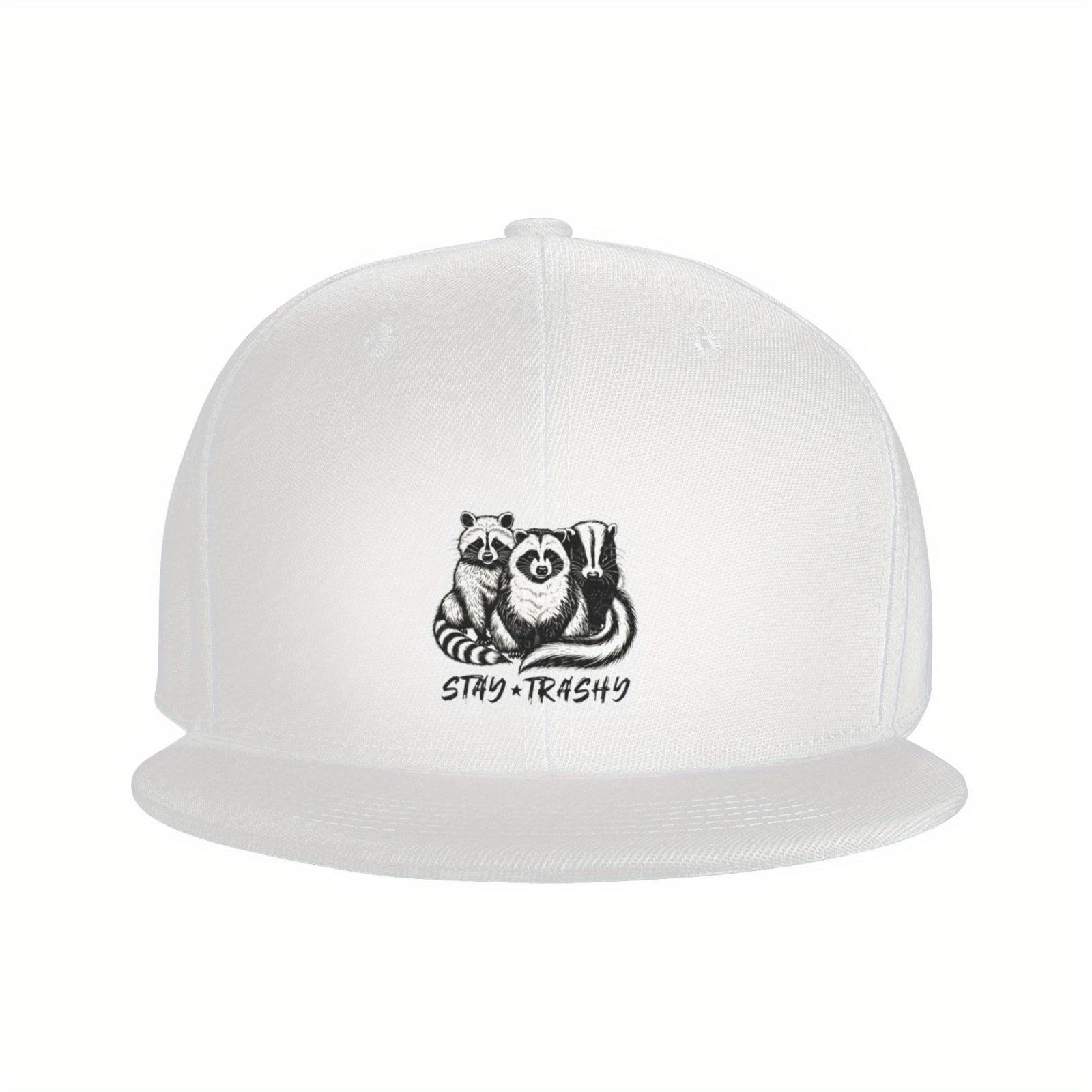 Raccoon Badger Trio Stay Trashy Print Baseball Cap Polyester Adjustable Casual Snapback Hat One Size