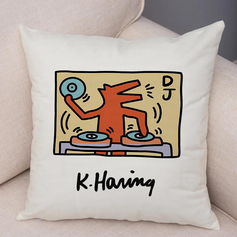 Nordic Style Plush Throw Pillow Case Abstract Keith Artwork Cushion Cover for Sofa Home Car Decor Geometric Art Print Pillowcase