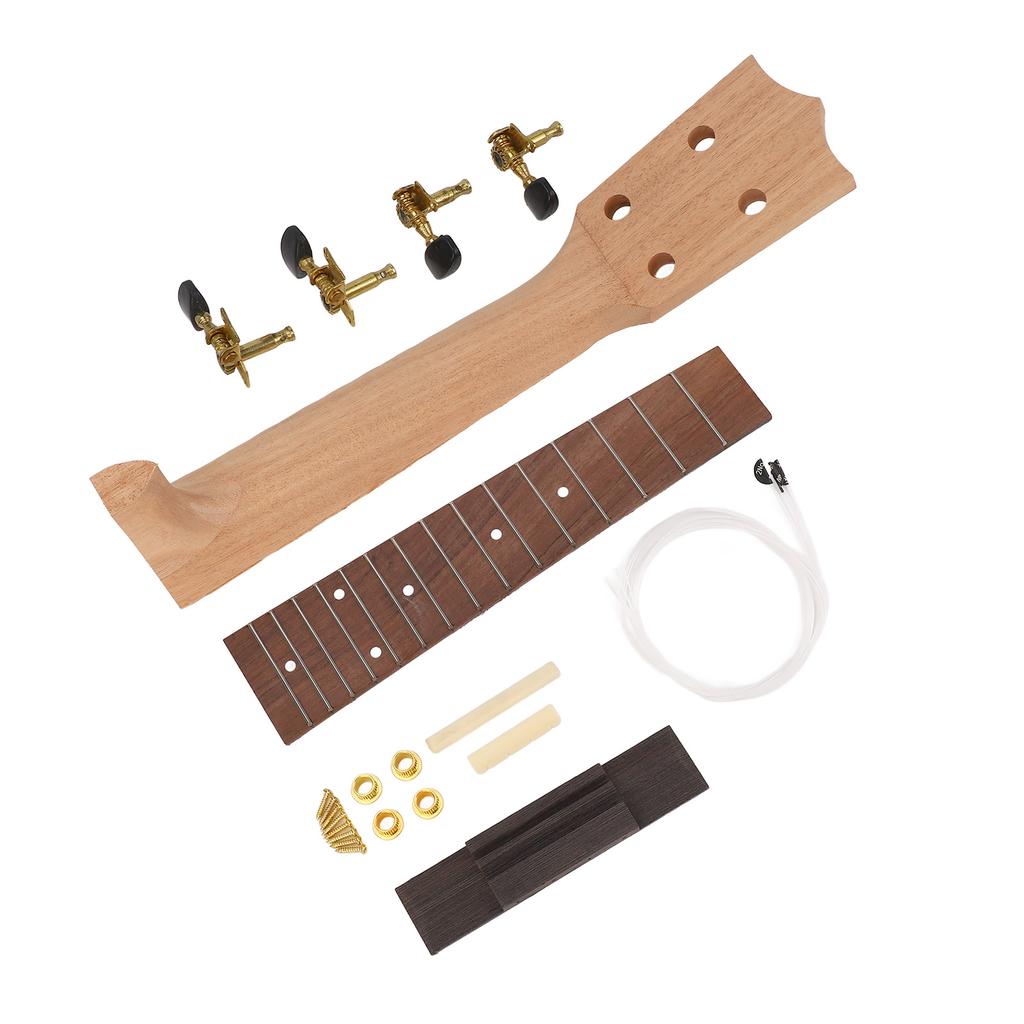 Make Your Own Ukulele Kit Guitar Neck String Knob Bridge Wooden 21in Unfinished Ukulele Parts