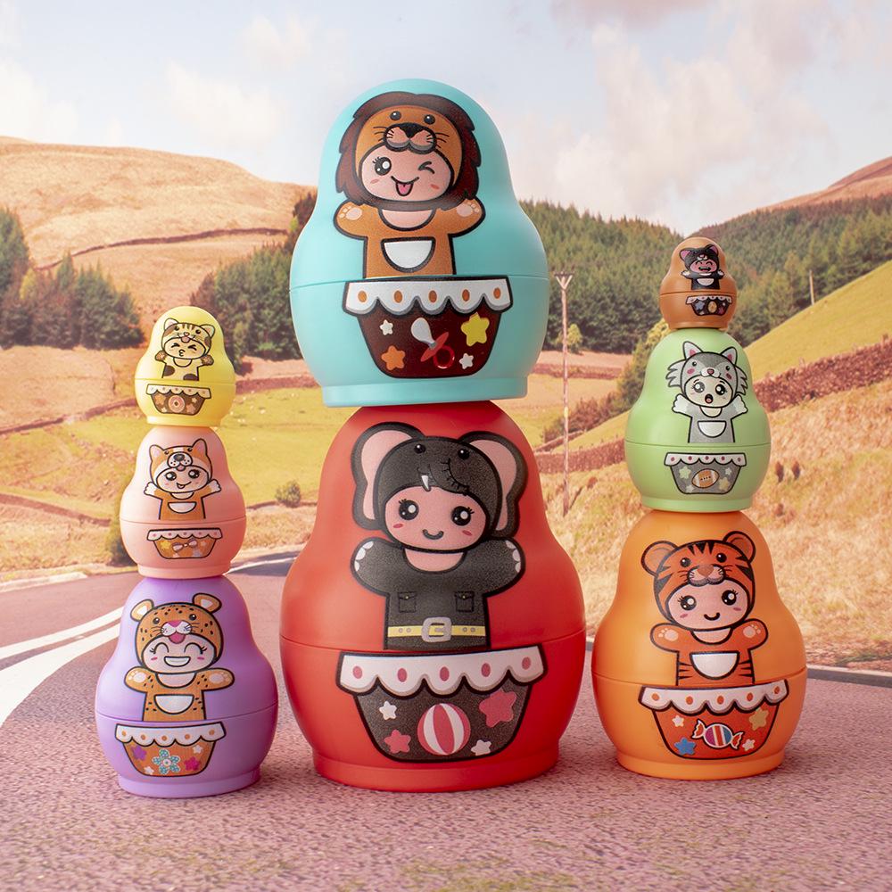 Children's Educational Stacking Toy with Cartoon Animal Patterns - 6 & 8 Layer Options