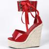 Ultrahigh 15cm Wedge Heels Strappy Thick Sole Platform Raffia Sandals Waterproof Catwalk Nightclub Party Shoes with Height shoes