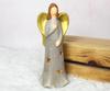 Ceramic Figurine Angel with Golden Wings / with LED Star / 20 Cm / 32207-2 / TEC-B129M