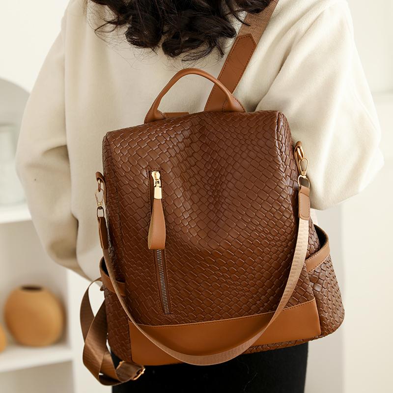 Sac à dos antivol en cuir souple pour femmes, sac à dos polyvalent