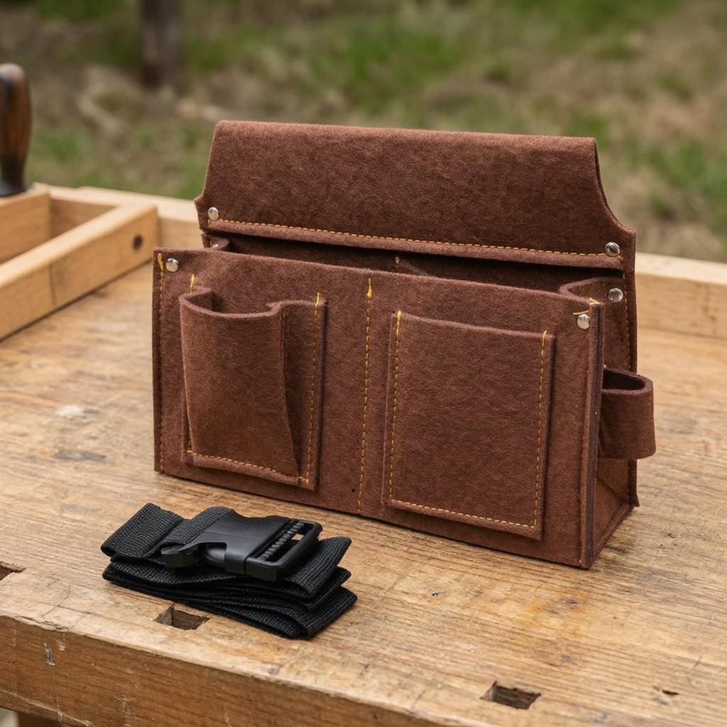 Waist-Mounted Tool Pouch Adjustable with Waist Belt for Woodworking
