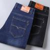 Herbst- und Winter-Neue Herrenbekleidung mit Fleece/Normale Jeans Locker Gerades Bein Business Casual Vielseitige Arbeit Stand Elastische Hose