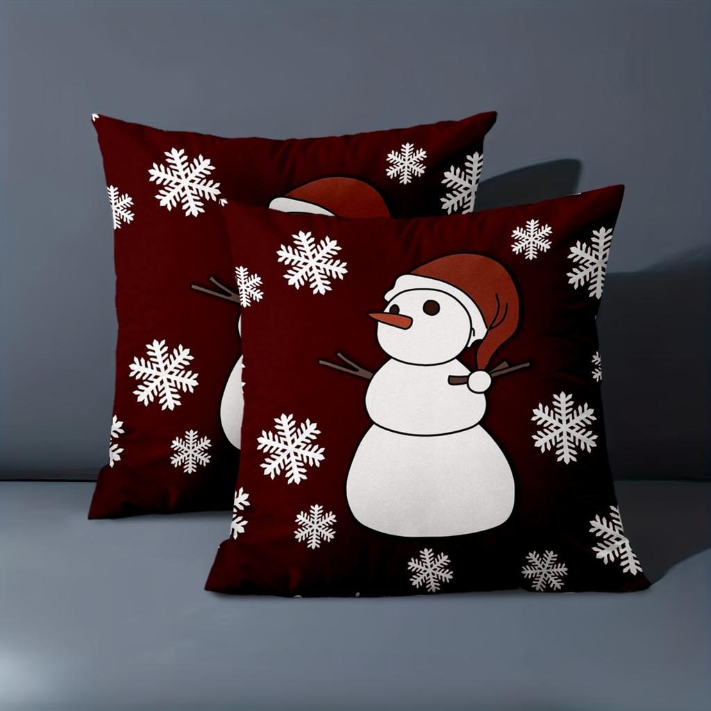 1 Pieces Christmas Snowman Pattern Red Throw Pillows Polyester pillowcase, sofa decorative cushion cov Headboard Pillow