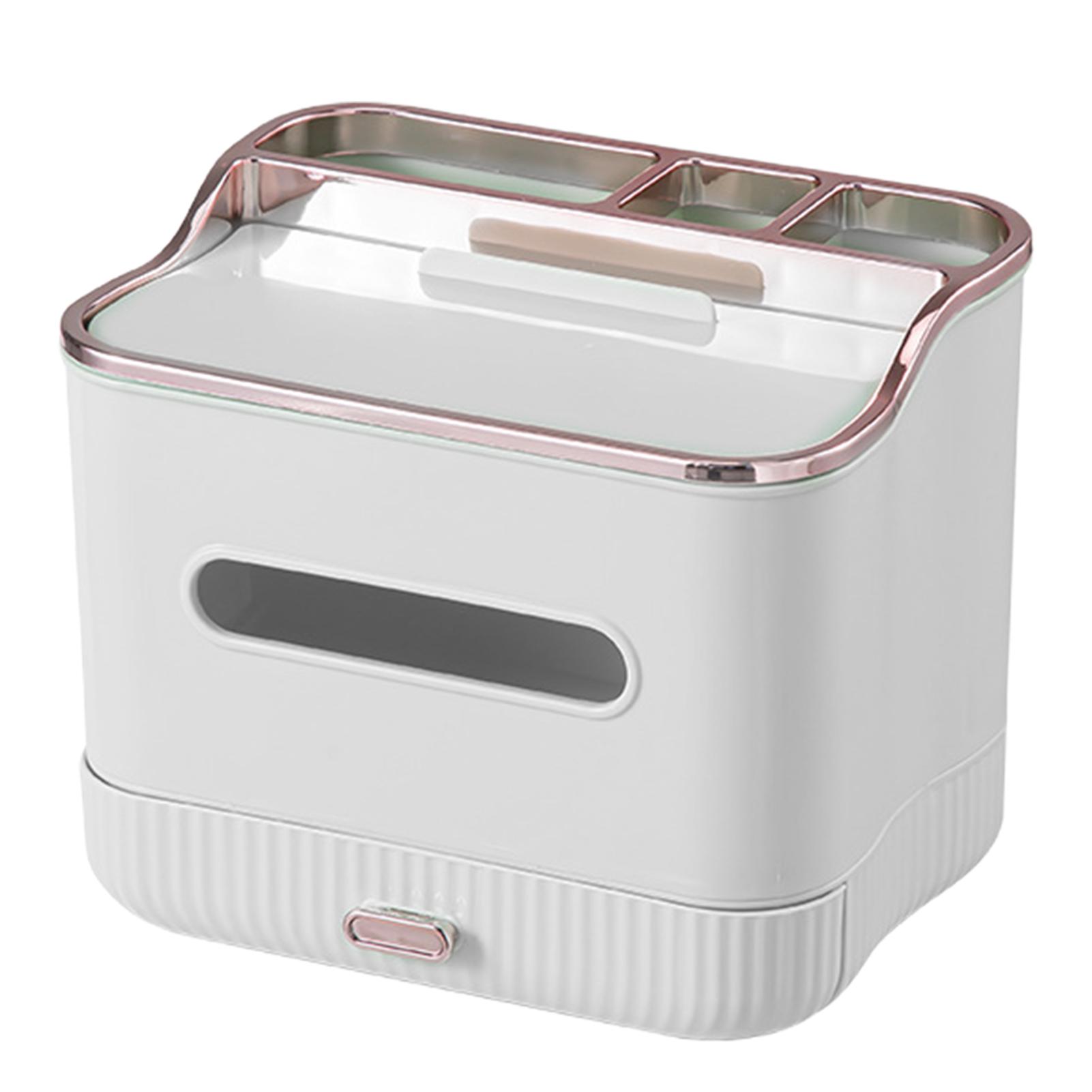 Household Tissue Storage Box Multifunctional Desktop Dustproof Organizer белый