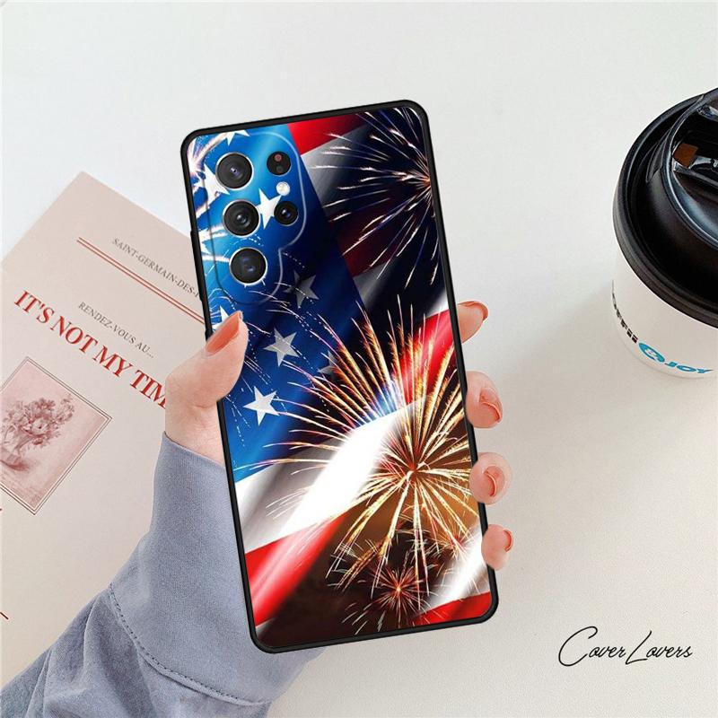 USA American Flag Phone Case For Samsung Galaxy S24 S25 S23 S22 Ultra Note 10 20 Plus S20 S21 FE Cover