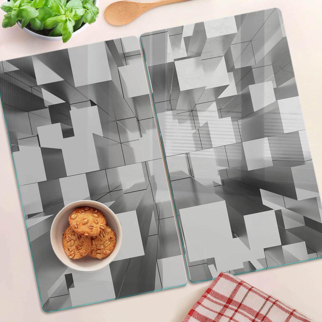 Tempered Glass Kitchen Splashbacks With Decorative Abstract Graphics 2X30X52 Cm