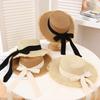 Fiocco Coreano Cappello di Paglia da Donna Estivo Protezione Solare Cappello da Pescatore a Tesa Larga Dama Ragazza Spiaggia Viaggio Visiere Parasole Cappelli Panama