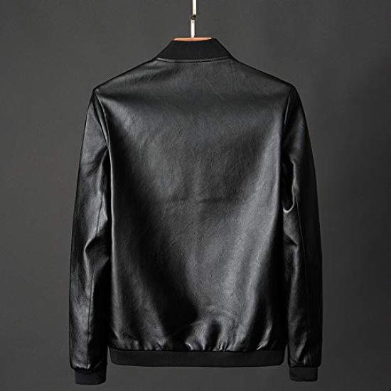 Leather PU Solid Denim Synthetic Short Cold Large Sizes L to M D.IIZOO Jacket, Leather, Color, Blouson, Jacket, Leather, Length, Men's, Spring/Autumn,