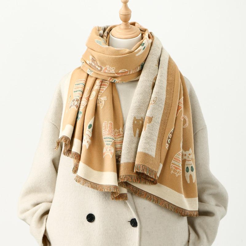 New hot-selling fashion cat imitation cashmere versatile scarf femininity warm and thickened travel outer scarf long scarf