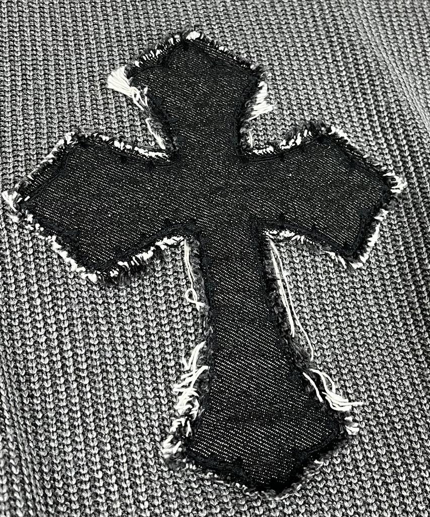 SK8ER ROCK Classic Cross Pigment Oversized Knit ((Charcoal))