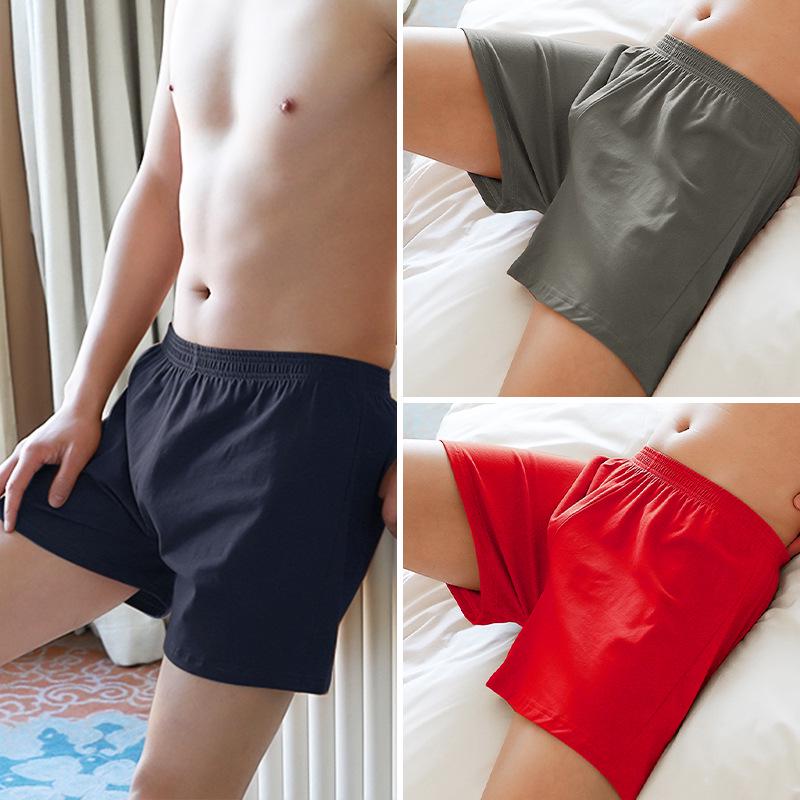 Men's Pure Cotton Loose Boxer Briefs - Summer Solid Color Trendy Four-Cornered Underwear