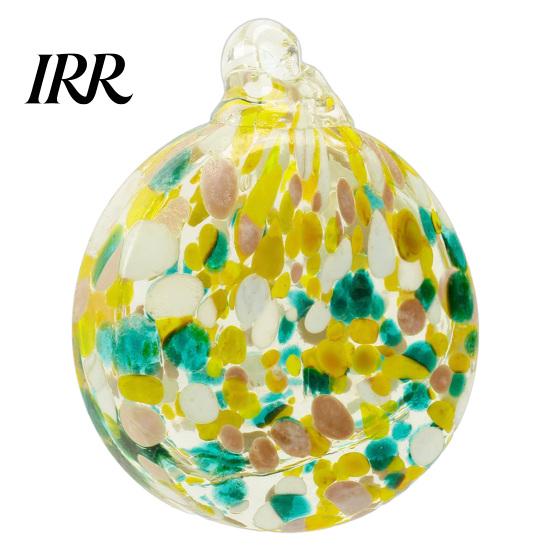 Weatherproof Decorative Sphere for Patio Hand-Blown Glass Round Disc Ornament, Christmas Tree Hanging Decoration with Colorful Spiral
