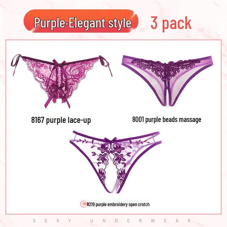 Seductive Japanese Lace Open Crotch Panties Set