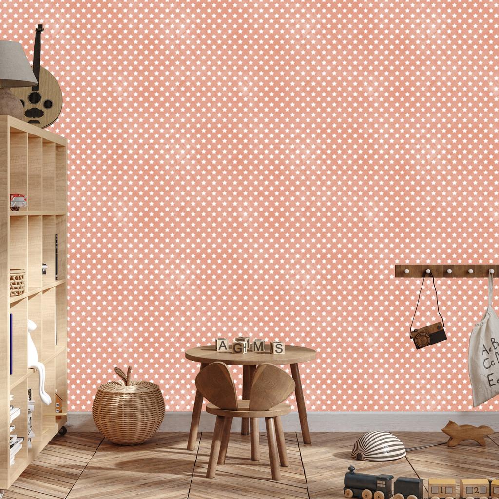 Peach and Cream Stars Wallpaper, Cream Background for Living Room and Bedroom 50x1000