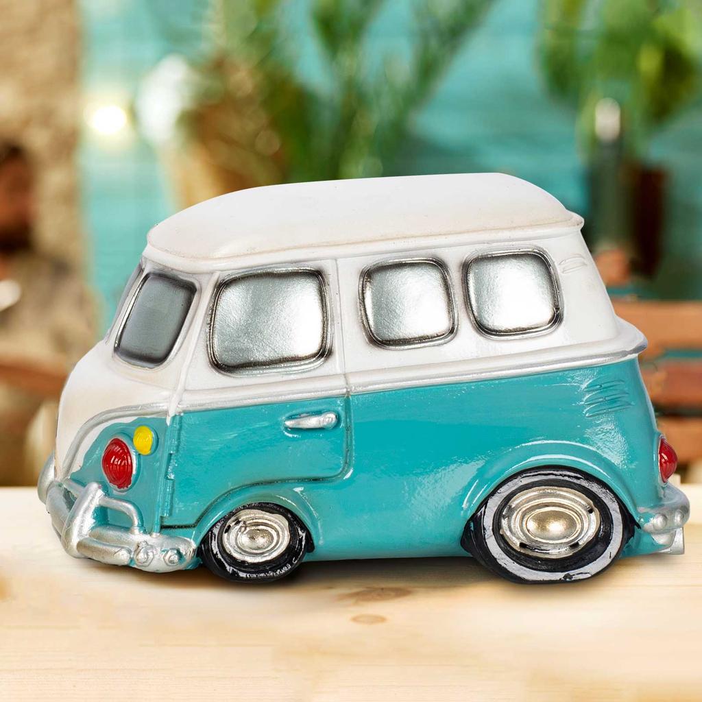 Classic Hippy Bus Collectible Piggy Bank Home Office Decor Tabletop Centerpiece Bookshelf Display - Vehicle Themed Savings Bank