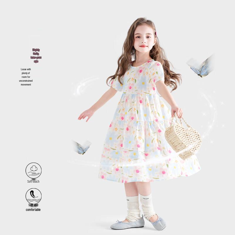 TuTu Little Elephant Girls' 100% Cotton Floral Princess Dress