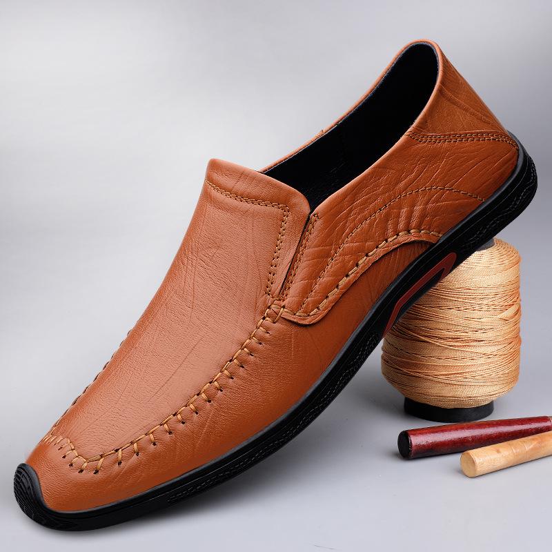 586 Men'S Shoes Handmade Leather Shoes Low-Top Feet One-Pedal Flat-Soled Leather Casual Shoes Single Shoes