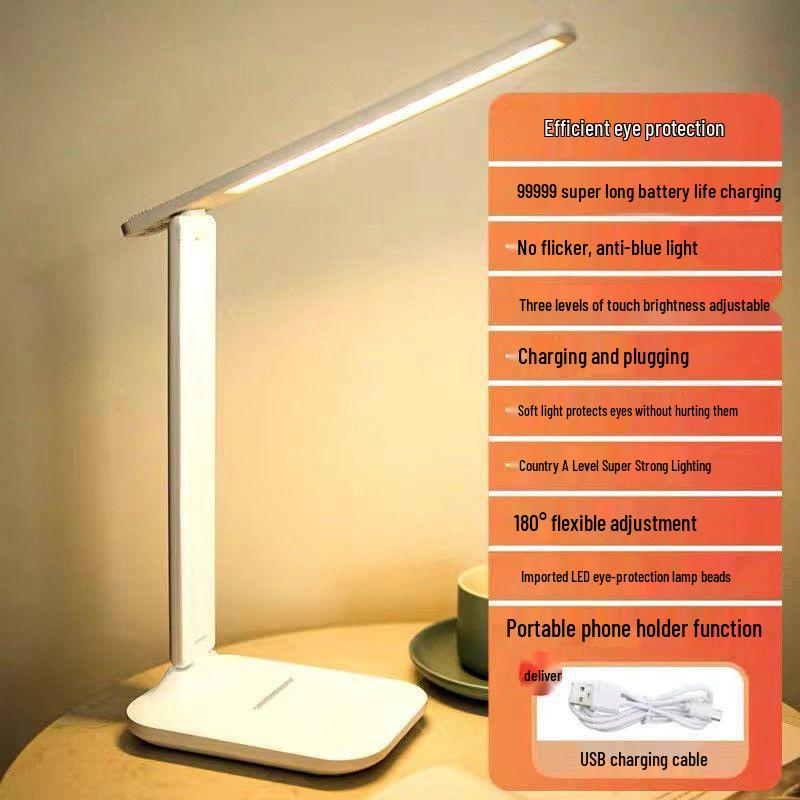Wiederaufladbare LED-Schreibtischlampe mit Augenschutz für Kinderzimmer oder Studentenwohnheim