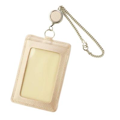 Estojo para Passe de Passageiro com Carretel Couro Genuíno Ouro Brilhante [Estrutura] Feminino FW-42017-23