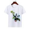 Cute Giant Panda Cartoon Tshirt for Boy Girl Summer round Neck Modal Cat Short Sleeve ParentChild Top Kids Clothing