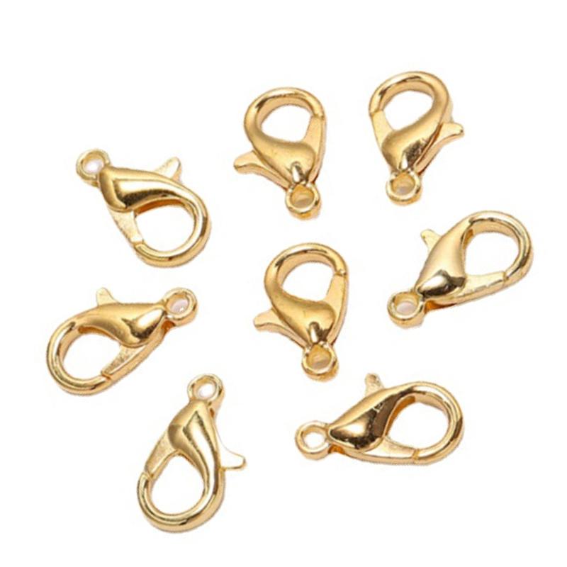 200Pcs Lobster Clasp Sturdy Zinc Alloy 0.5x0.2in Simple Multi Purpose Lobster Claw Clasps Gold
