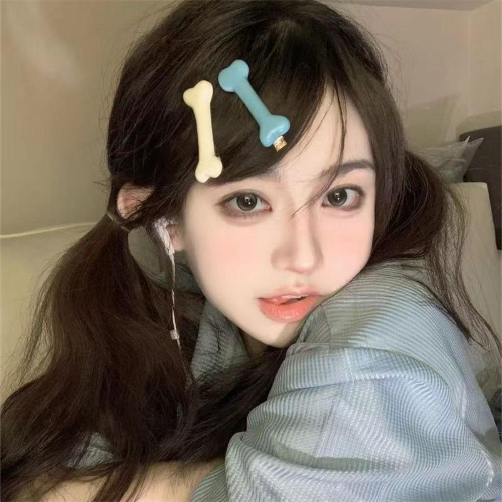 Gothic Style Bone Hair Clips Multicolor Side Hairpins Dog Bone Hair Clips Portable Kawaii Fashion Hair Barrettes