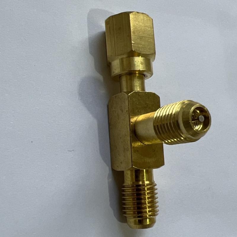 Heavy Duty Brass T Type Adapter With 1/4 External Thread SAE External Thread For Refrigeration Easy Installation