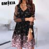 Women's Fashion Summer Spring Long Sleeve V-Neck Casual Dresses