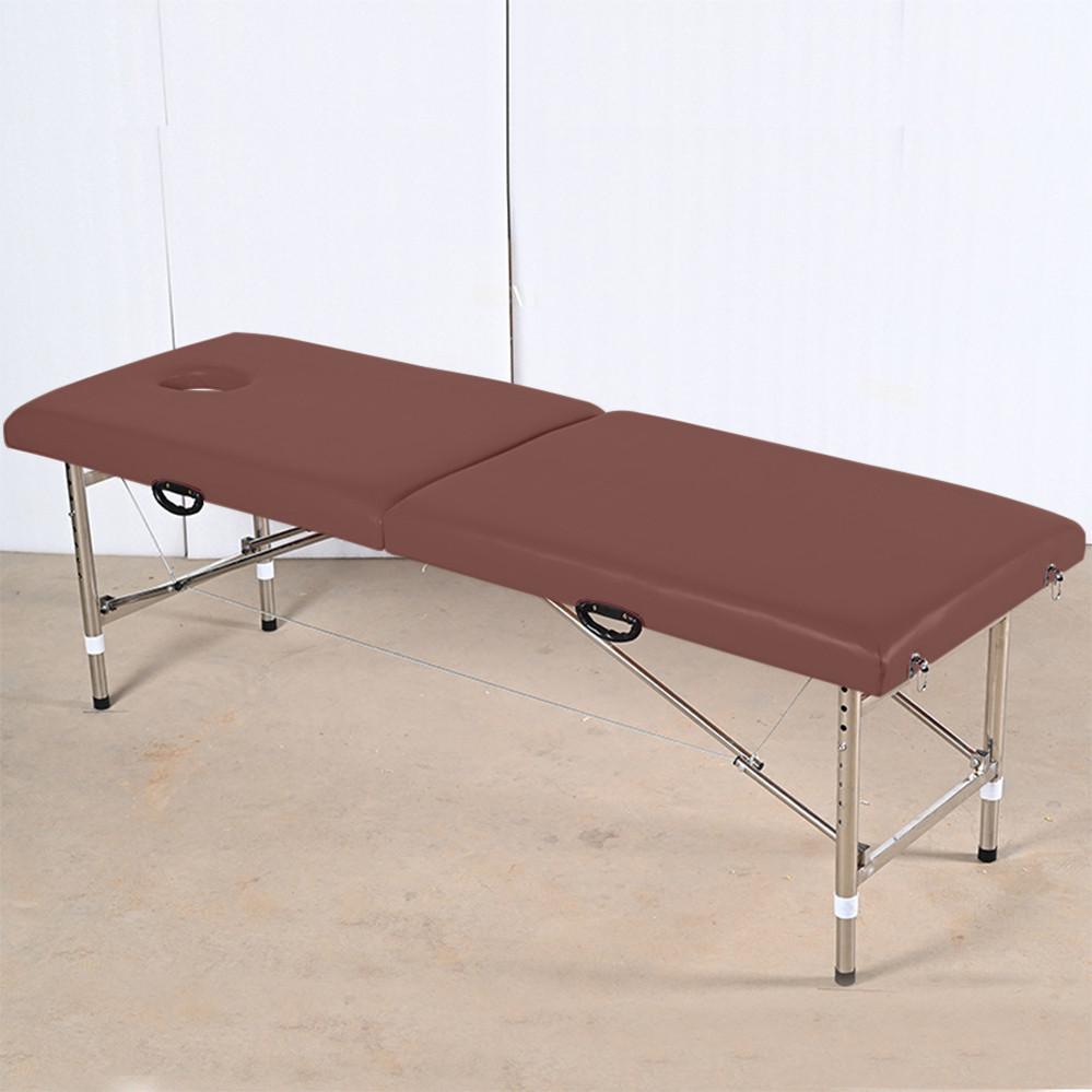 

Портативная массажная кровать, регулируемая по высоте спа-кровать, профессиональная складная многофункциональная физиотерапевтическая кровать для салонов красоты 【Basic】Brown+Pillow