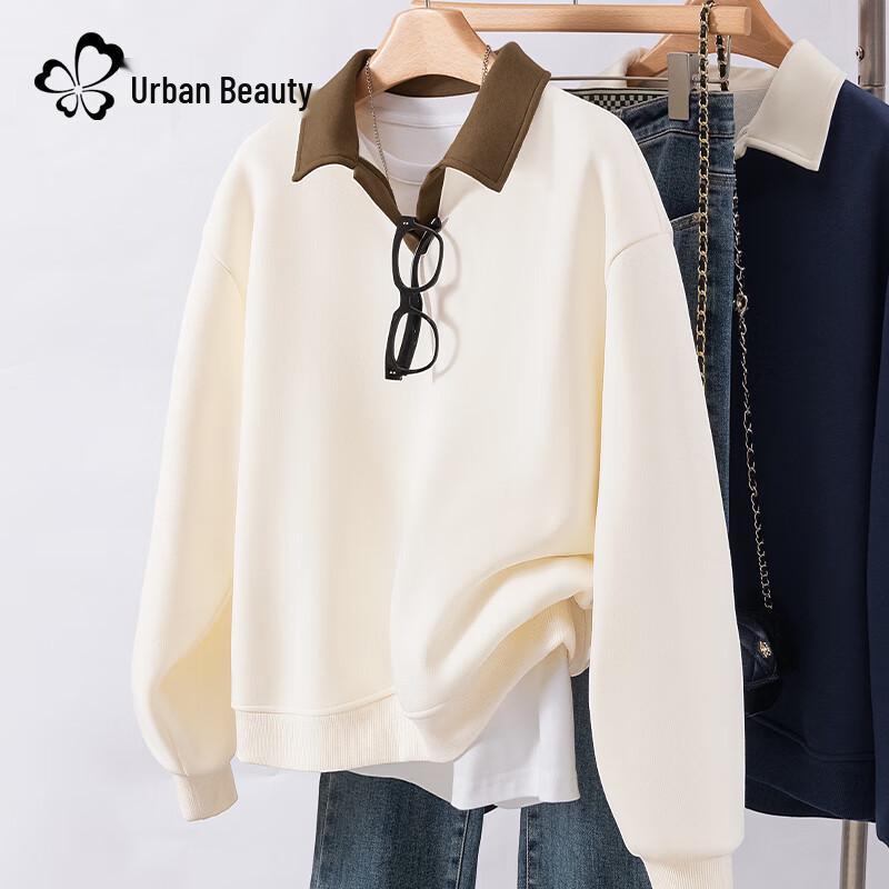 

Женский свитшот на флисовой подкладке с воротником поло XL