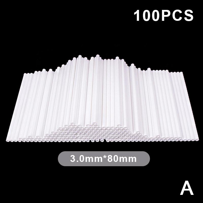 

100 Pcs Plastic Lollipop Sticks Hollow Core White For Party Dining Chocolate Sugar Candy Lollipop Sucker Sticks Cake Pop Stick 3*80mm