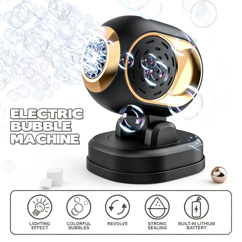 Stage Bubble Machine Automatic Bubble Blowing Toy With Lights Electric Rotatable Bubble Blower Outdoor Party Wedding Toys Gifts