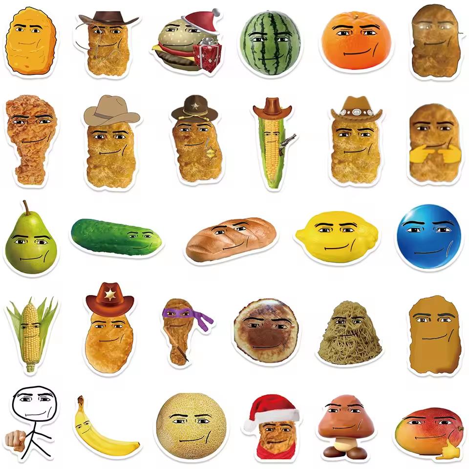 58Pcs Robloxs Face-Winning Smile-Chicken Nugget Meme Series Stickers Waterproof Decorative For Water Cup Phone Case Stickers