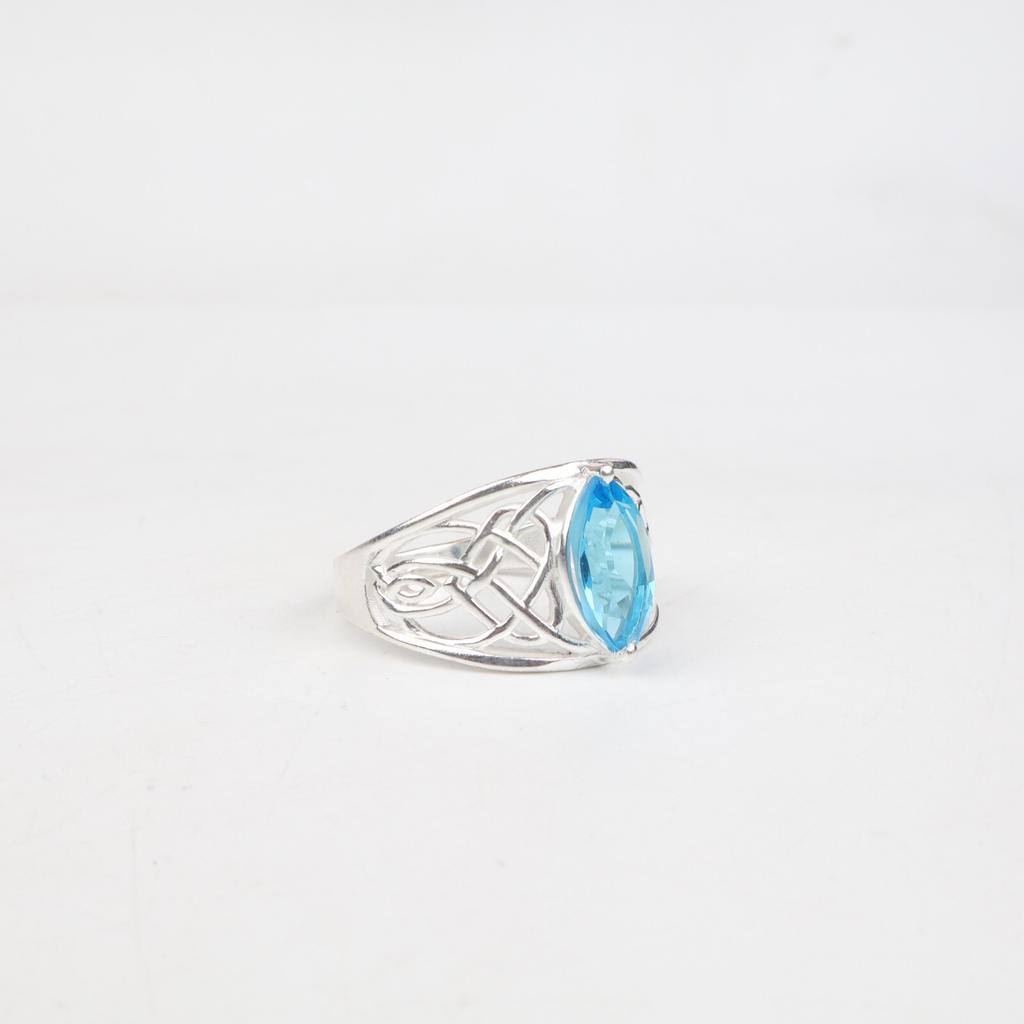 Swiss Blue Topaz Gemstone 925 Sterling Silver Boho Jewelry Ring For Women Gift CZR-3-1