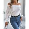 Women's Knitted Sweater Casual Solid Colour Off-the-Shoulder Long-Sleeved Pullover Sweatshirt