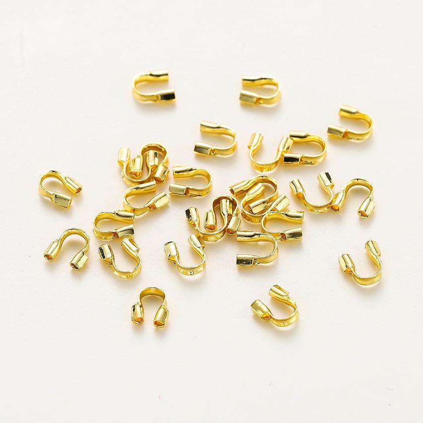 100pcs/lot 14K 18K Gold Plated 4mm U Shape Cord Wire Guard Protectors String Connectors Loops For DIY Jewelry Handmade Findings