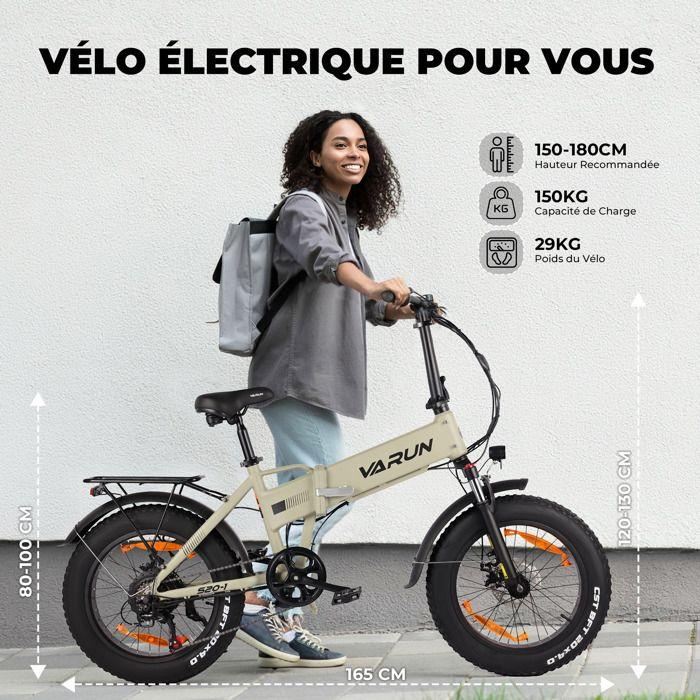 Bicicletta elettrica VARUN S20-1 - Batteria 48 V 13 Ah - Autonomia di 100 km - Con sospensione anteriore - pieghevole 20 pollici - Pneumatici larghi
