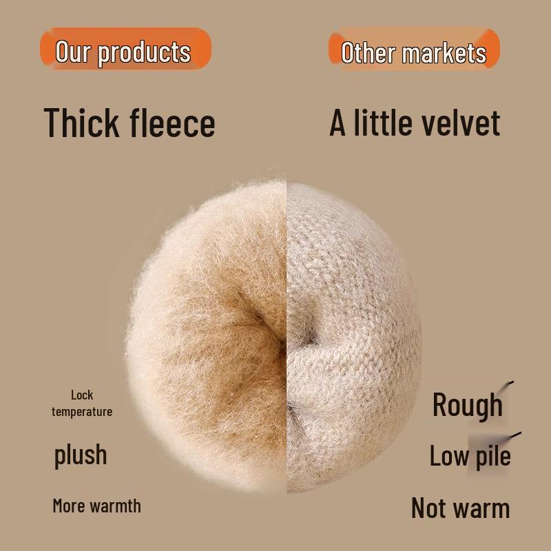 Women's Cashmere Knee-High Wool Socks with Velvet Lining - Thick, Warm, Cold-Resistant Autumn/Winter Style for Postpartum Comfort