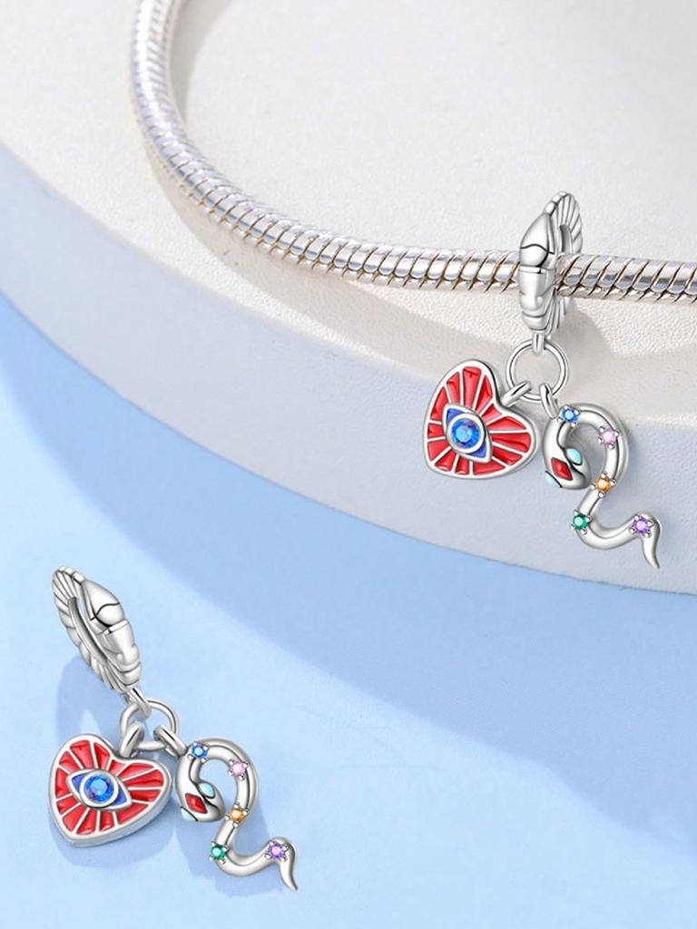 Charms Plata Jahr der Schlange Grüne Schlangenperlen Charm Kupferbeschichtet Passend für Charms Originalarmband Zur Schmuckherstellung DIY Charm