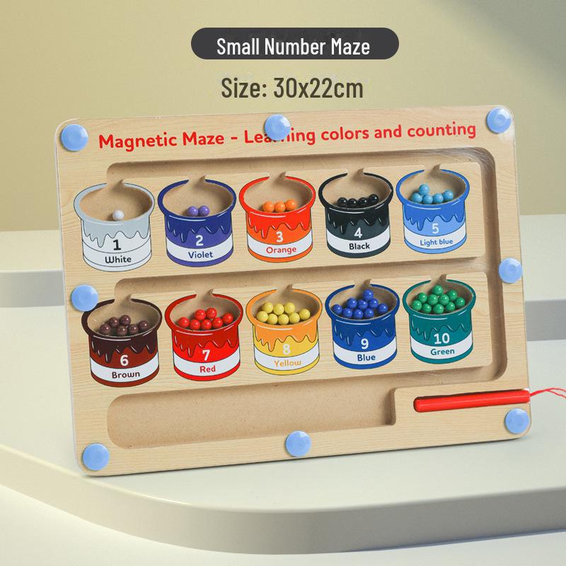 Children's Wooden Magnetic Maze & Color Counting Board for Logical Thinking